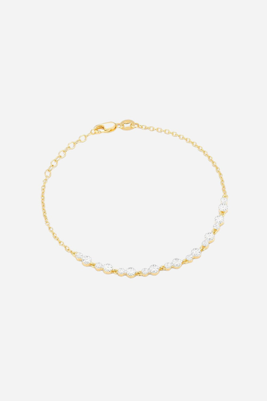 Ella Stein Dot To Dot Tennis Bracelet in Yellow Gold – front view