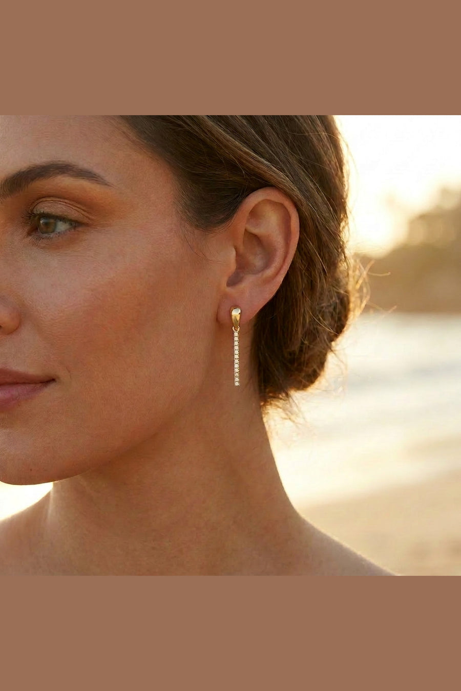 Ella Stein Drop The Mic Earrings in Gold – on model