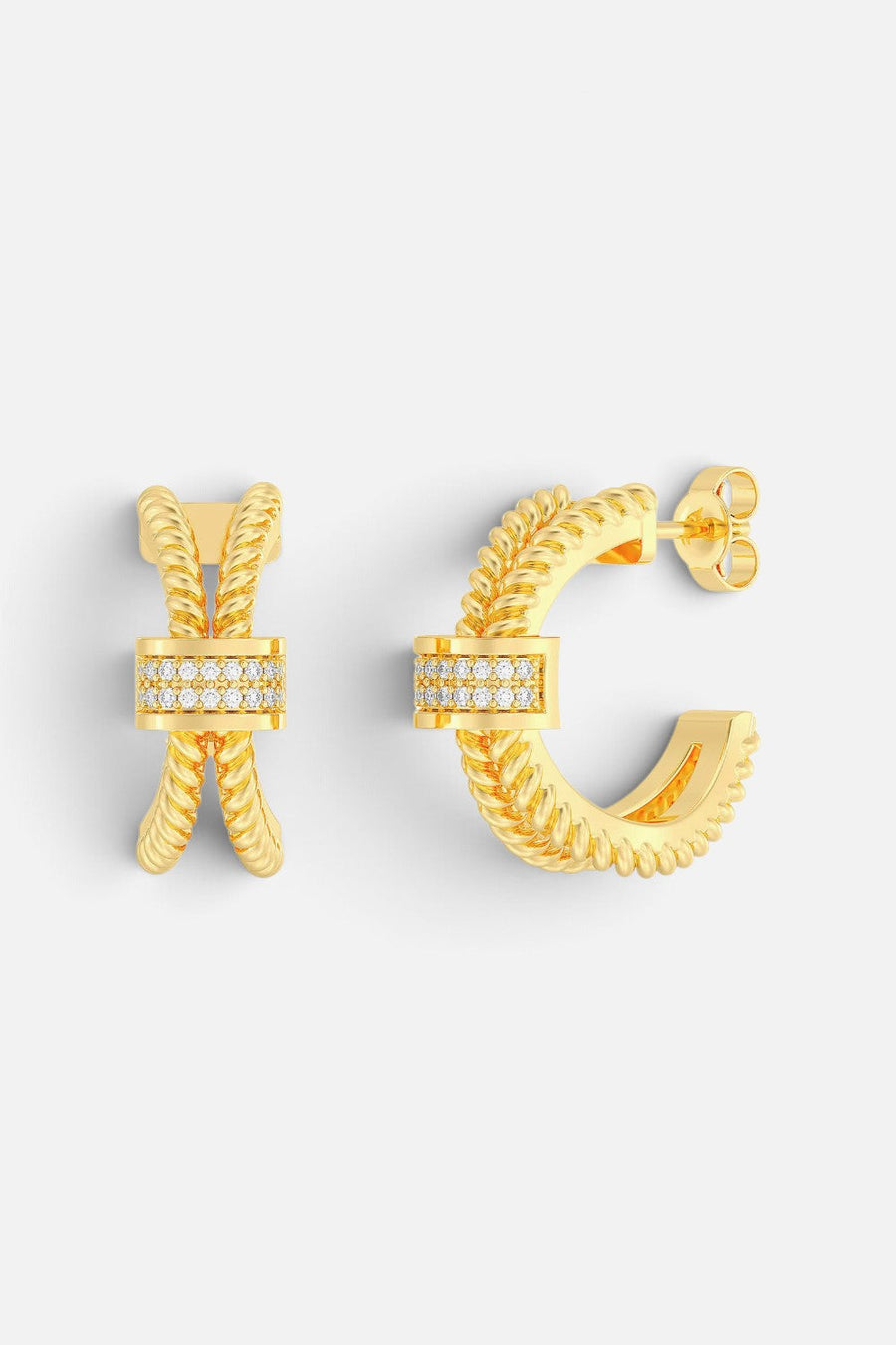 Ella Stein Meet Me Halfway Hoop Earrings in Gold – front view
