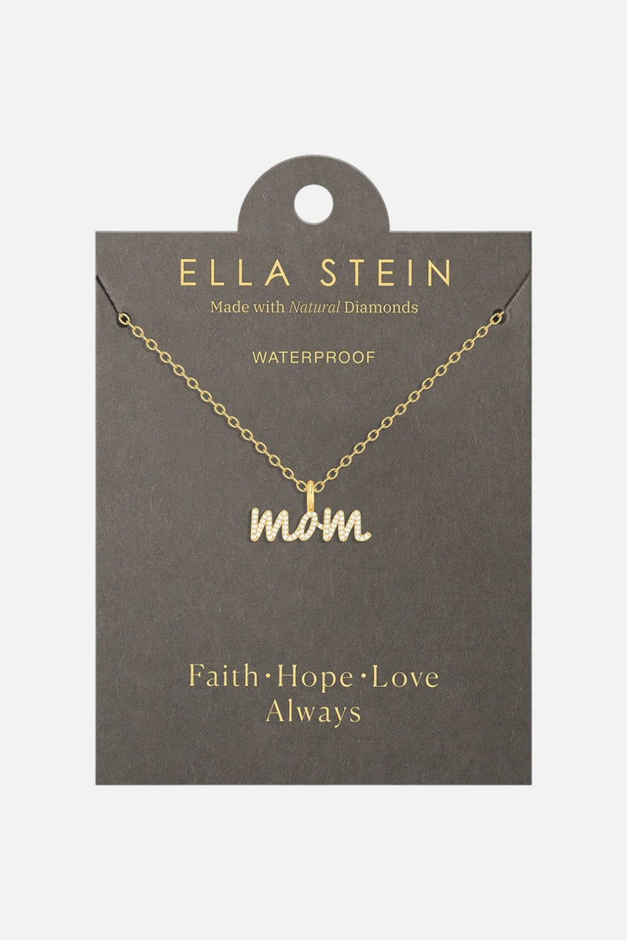 Ella Stein Rockstar Mom Pendant Necklace in Gold – back view