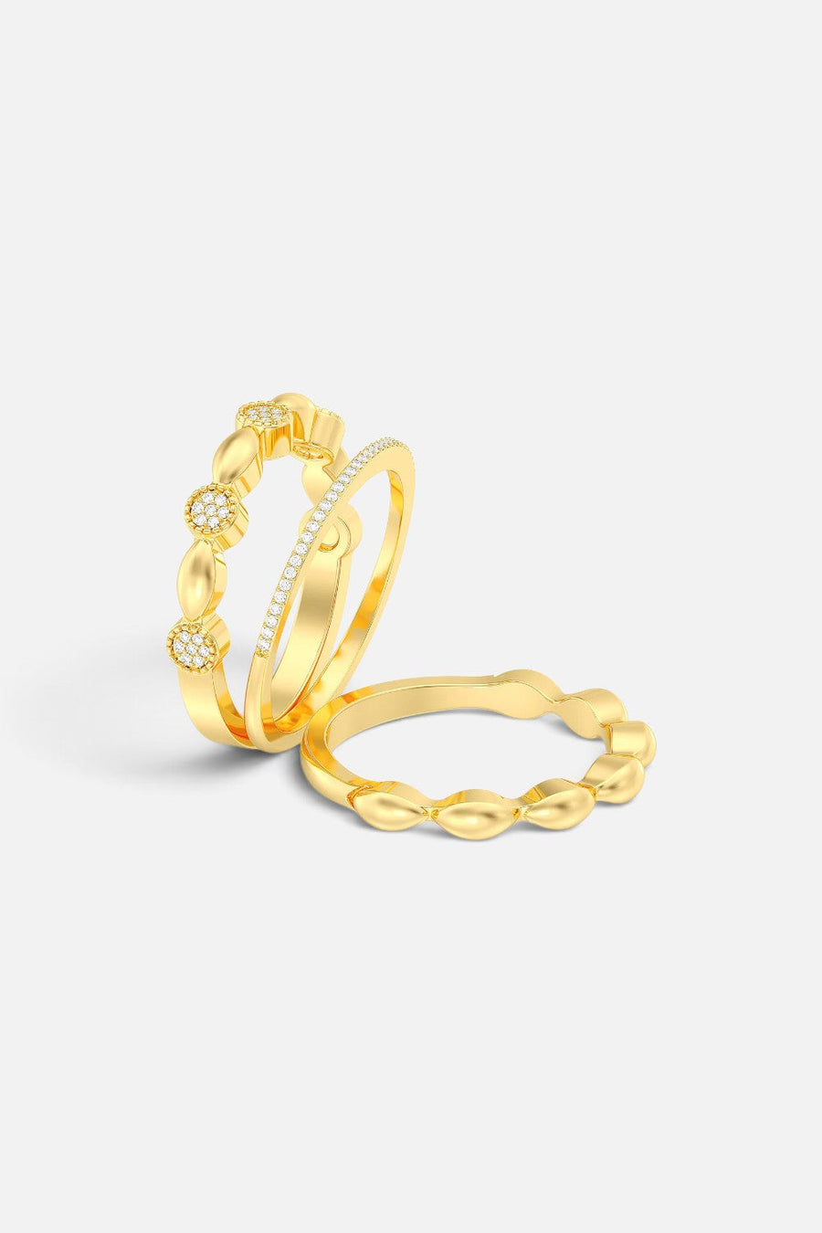 Ella Stein Round Triple Stackable Ring Set – front view