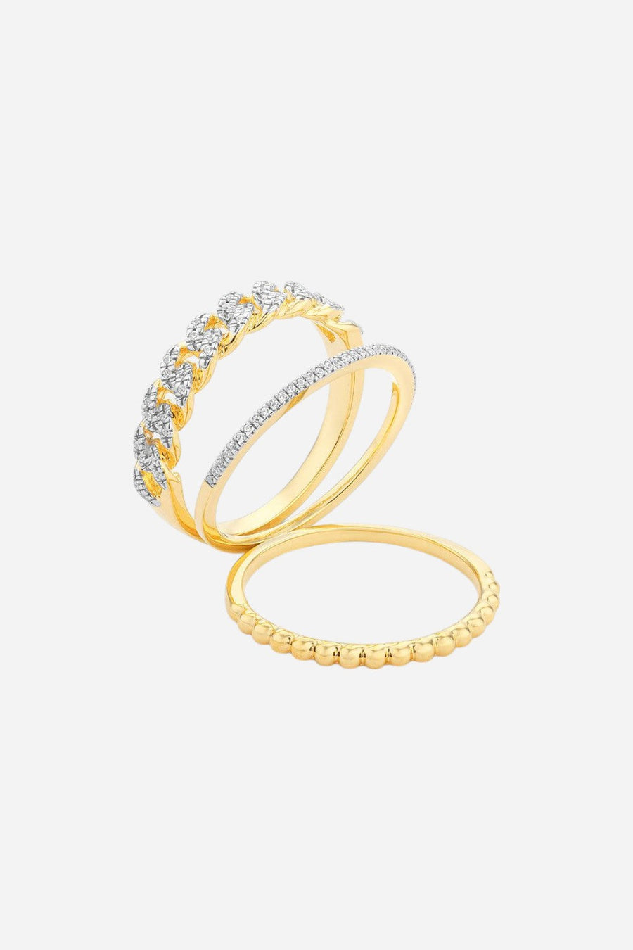 Ella Stein The Space Between Cuban Stackable Ring in Gold – front view