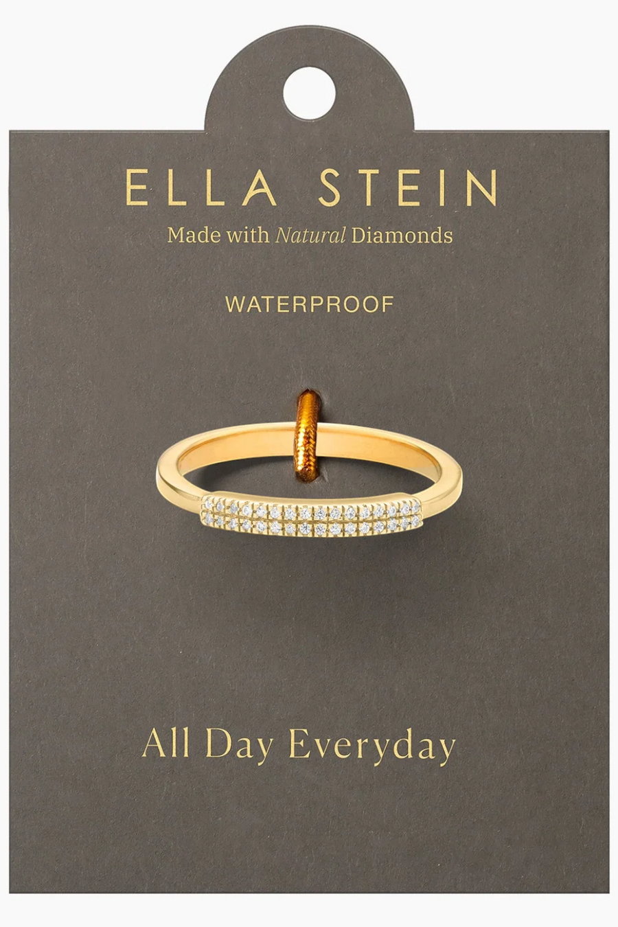 Ella Stein Waterproof Bar None Stackable Ring in Gold – back view