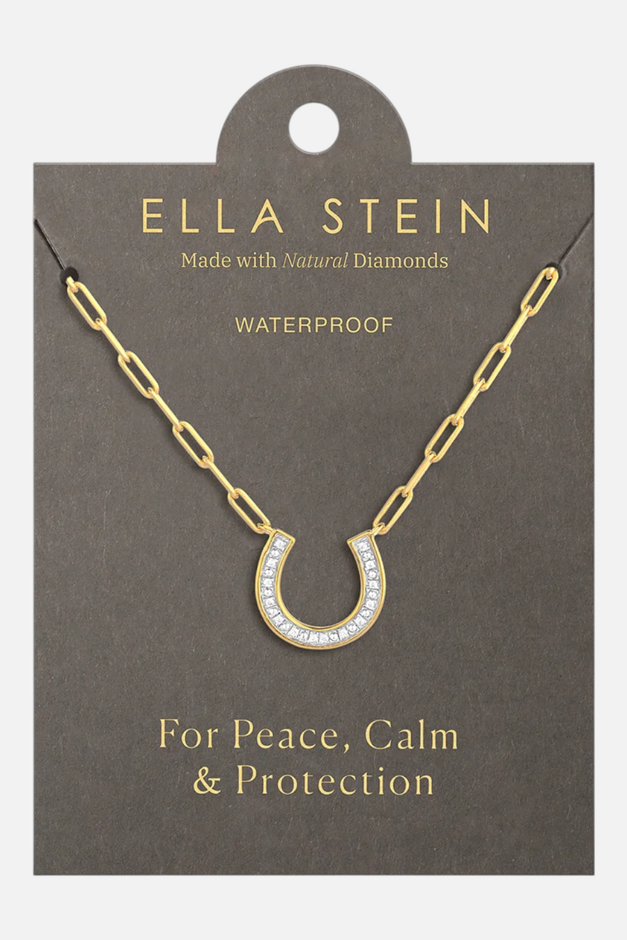Ella Stein Waterproof Lucky Horseshoe Pendant Necklace in Gold – back view