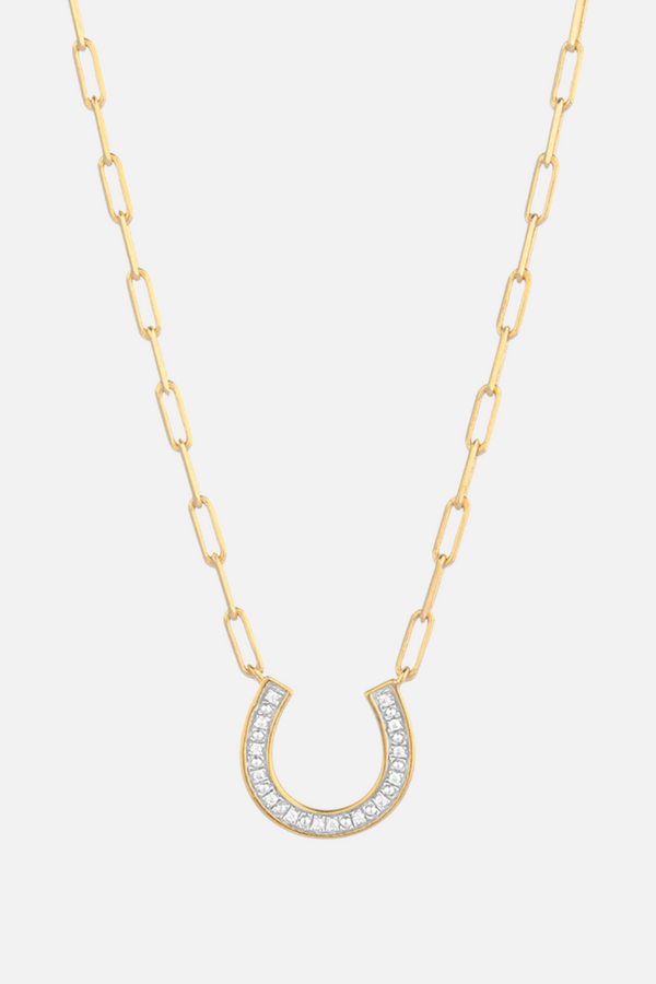 Ella Stein Waterproof Lucky Horseshoe Pendant Necklace in Gold