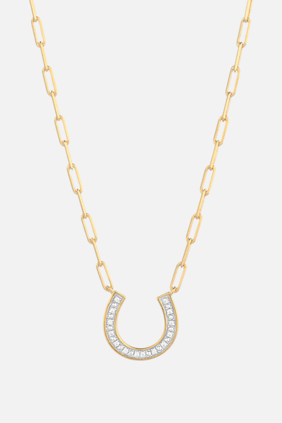 Ella Stein Waterproof Lucky Horseshoe Pendant Necklace in Gold – front view