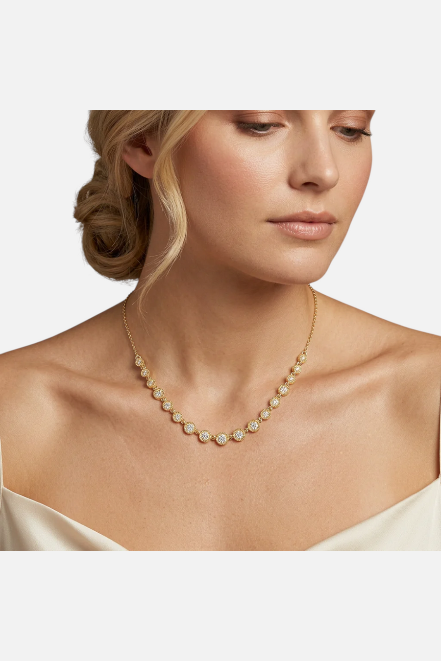Ella Stein Waterproof Multi Circle Chain Necklace in Gold – back view