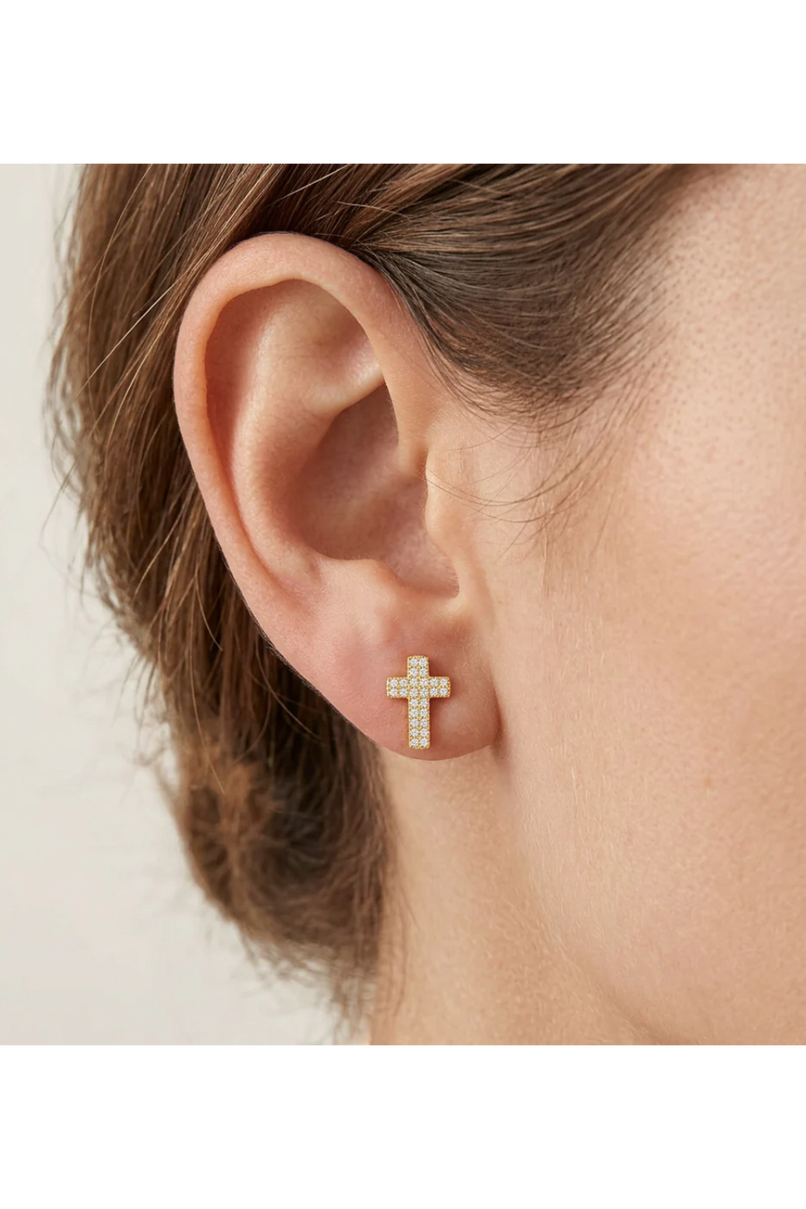 Ella Stein Waterproof Small Cross Stud Earrings – back view