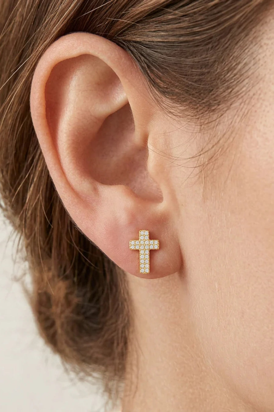 Ella Stein Waterproof Small Cross Stud Earrings – back view