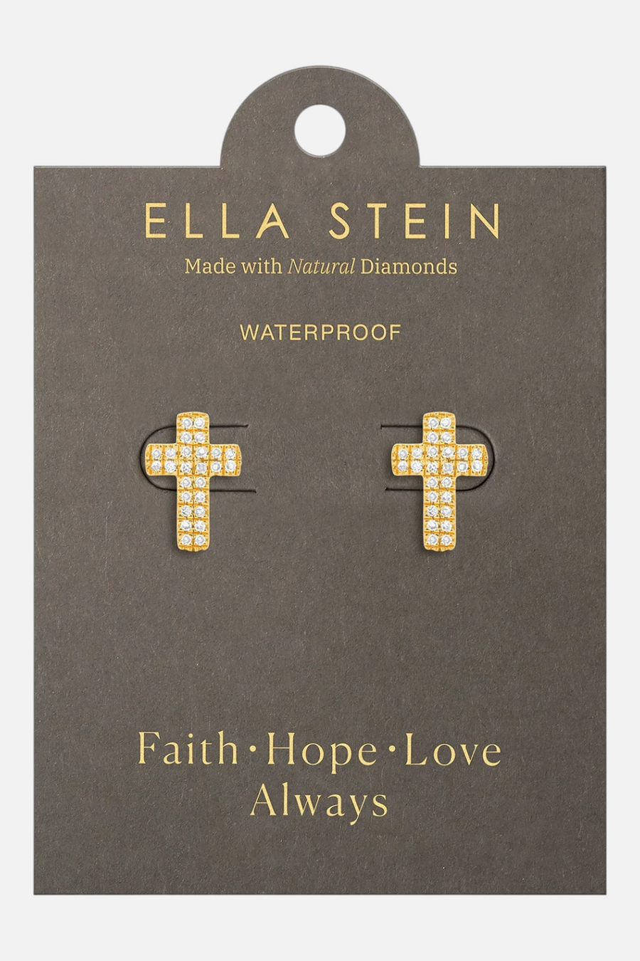 Ella Stein Waterproof Small Cross Stud Earrings – side view