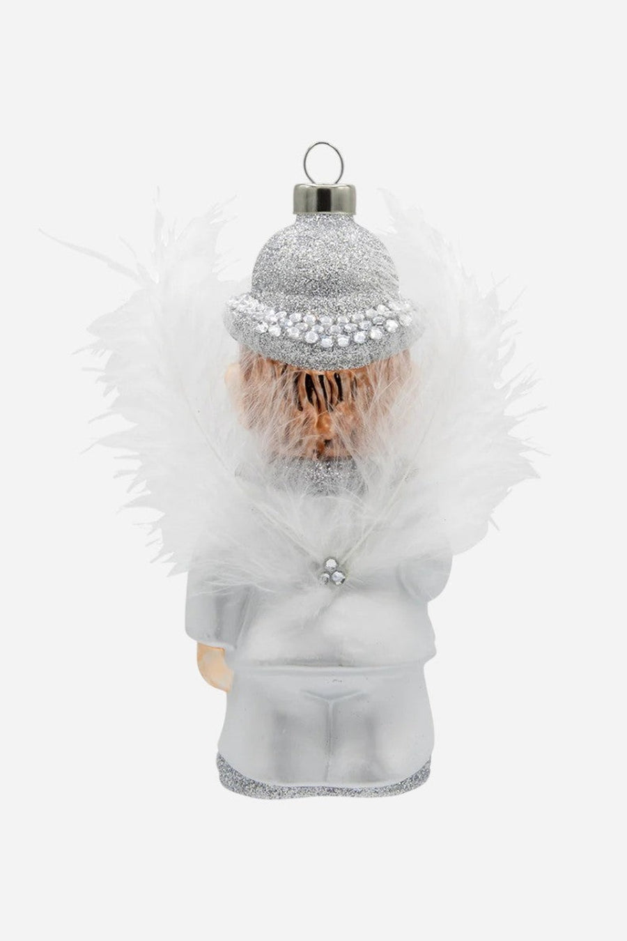 Elton White Feather Costume Ornament – back view