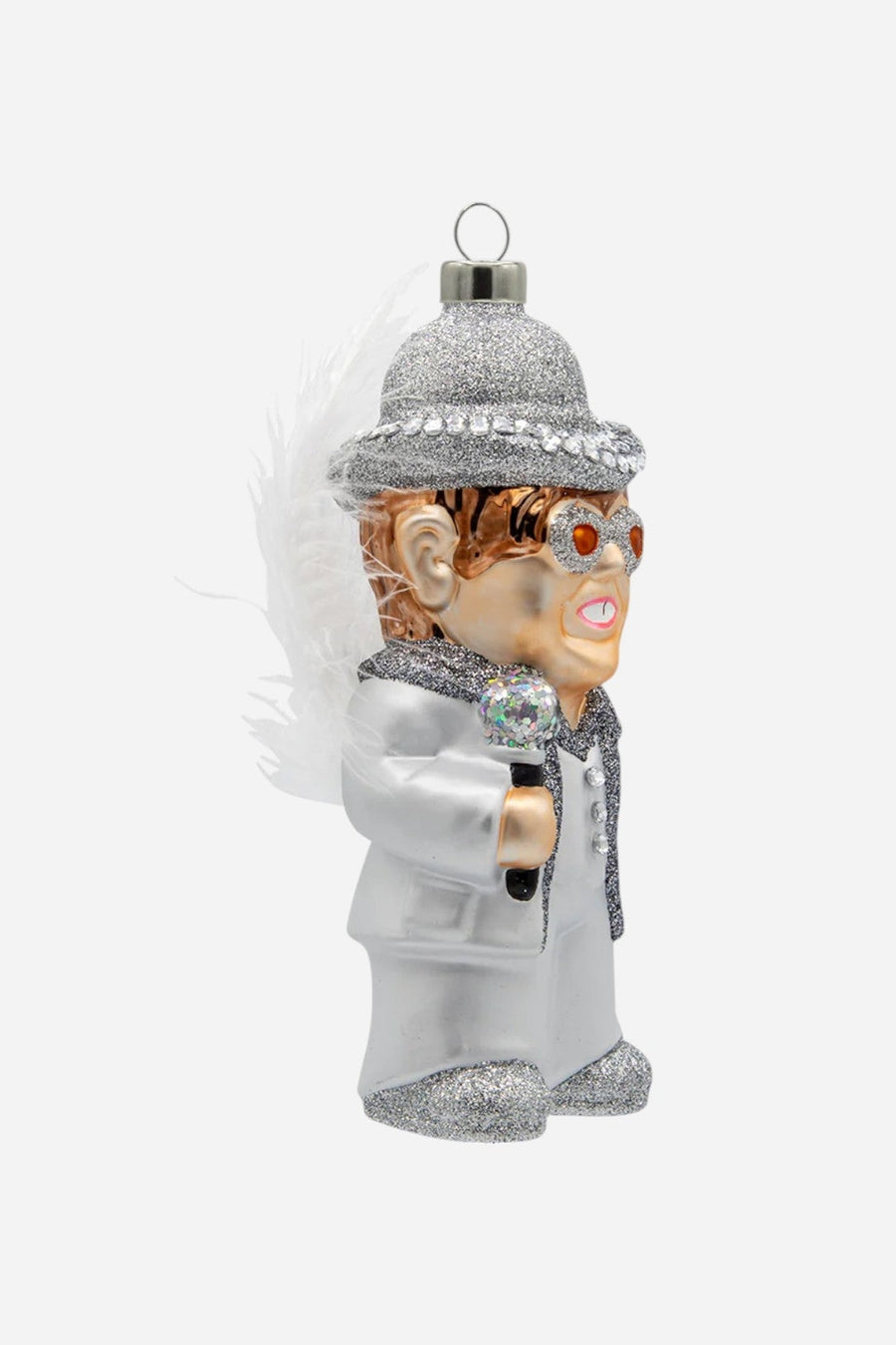 Elton White Feather Costume Ornament – side view
