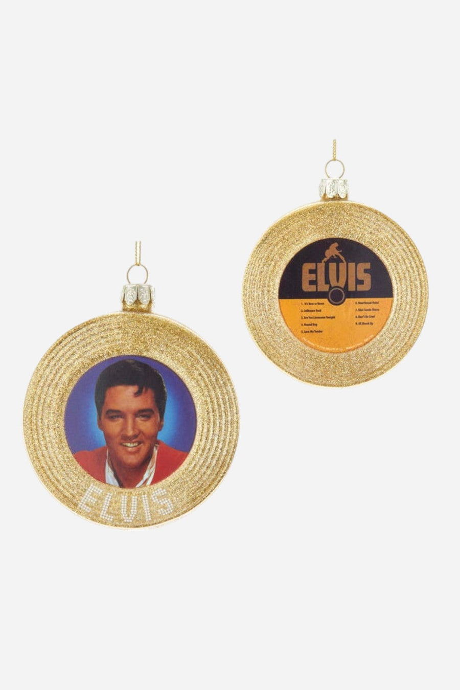 Elvis Presley Glass Gold Record Ornament – front view