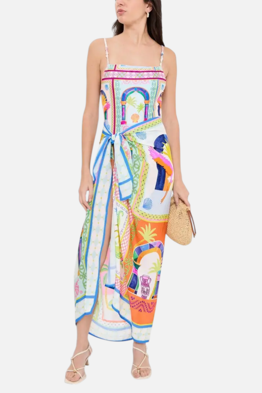 Minkpink Elysia White Multi Tropical Tile Print Sarong