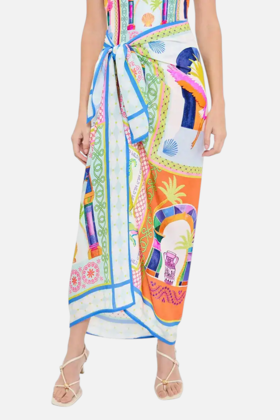 Minkpink Elysia White Multi Tropical Tile Print Sarong