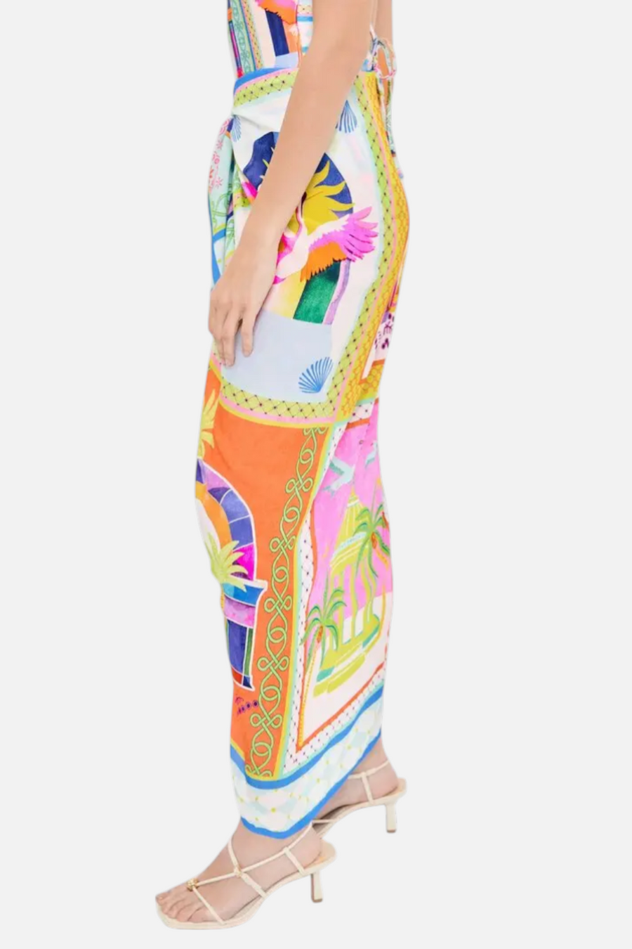 Minkpink Elysia White Multi Tropical Tile Print Sarong