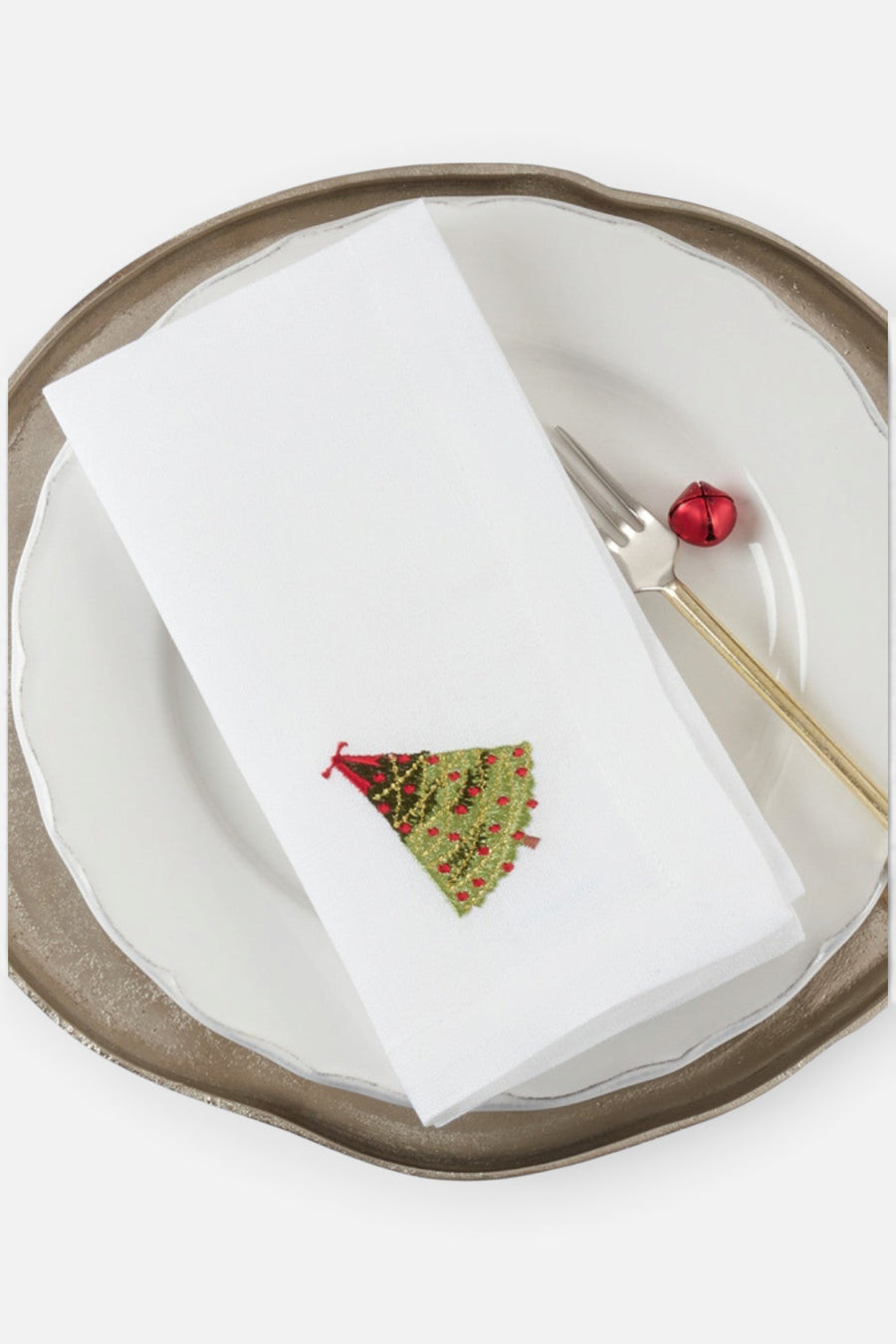 Embroidered Christmas Tree Napkin Set of 4 – back view