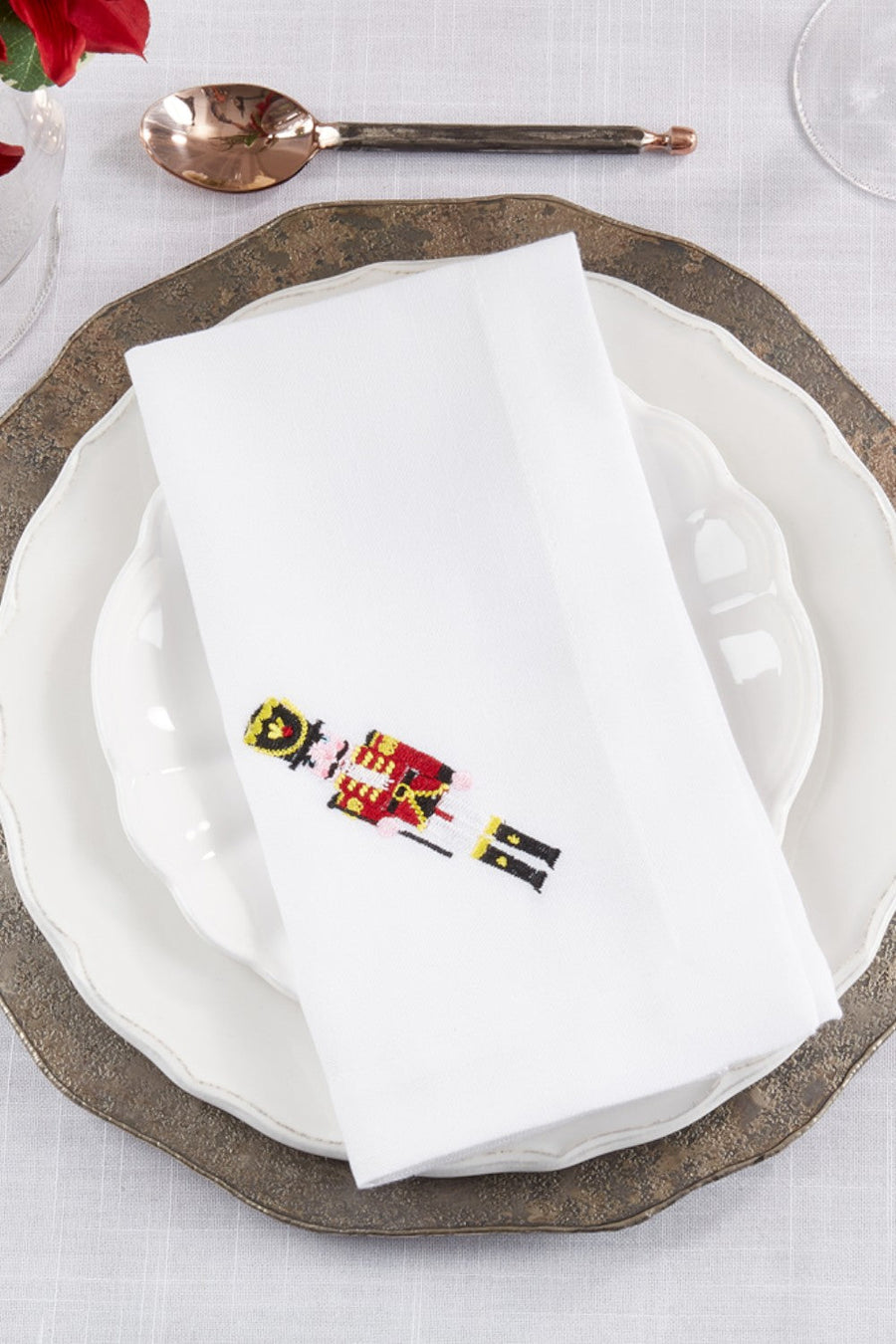 Embroidered Nutcracker Napkin Set of 4 – side view