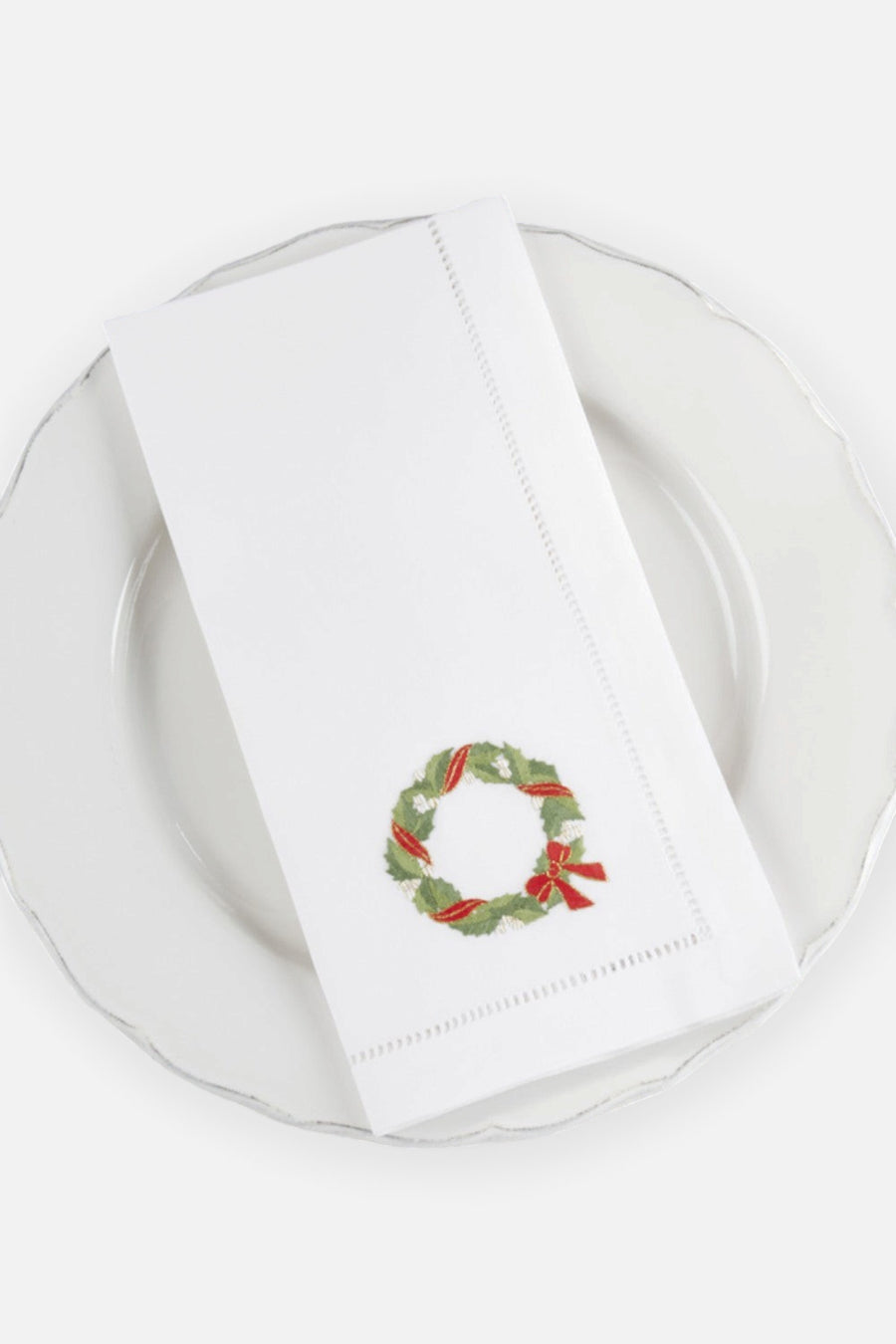 Embroidered Wreath Napkin Set of 4 – side view