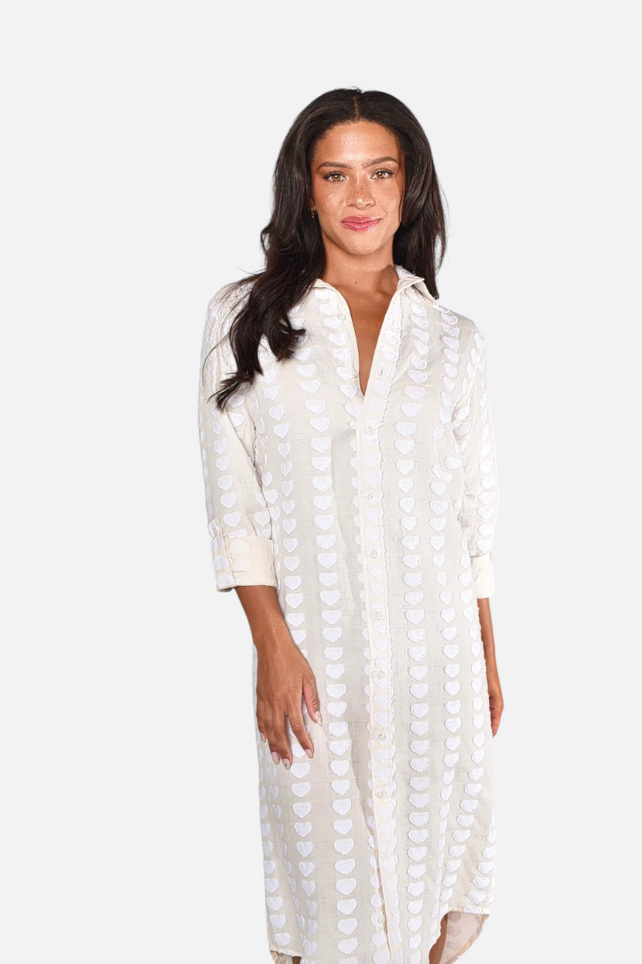 Emily Phillips White Hearts Midi Dress
