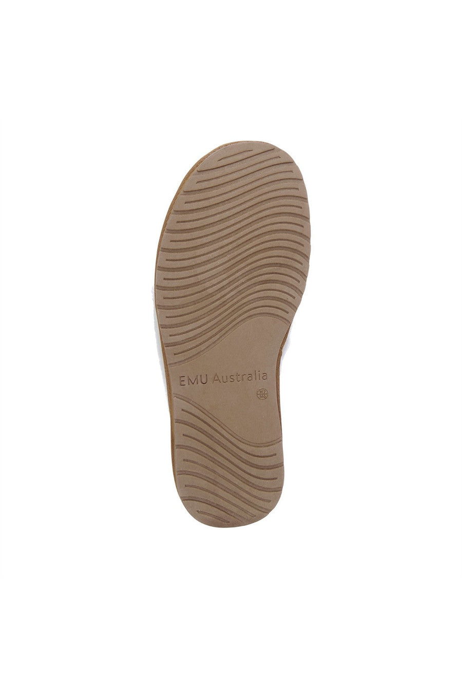 Emu Australia Jolie Sharky Crimp Slippers in Camel – flat lay