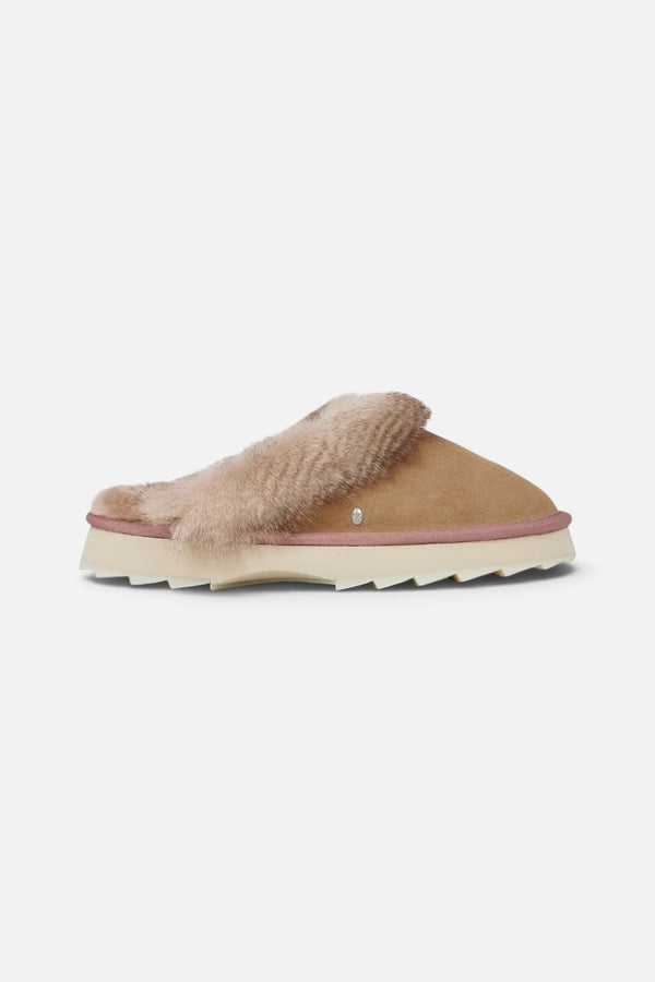 Emu Australia Jolie Sharky Crimp Slippers in Camel