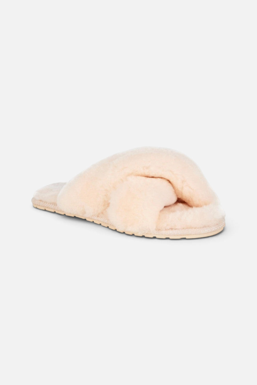 Emu Australia Mayberry Crimp Slippers in Natural – flat lay