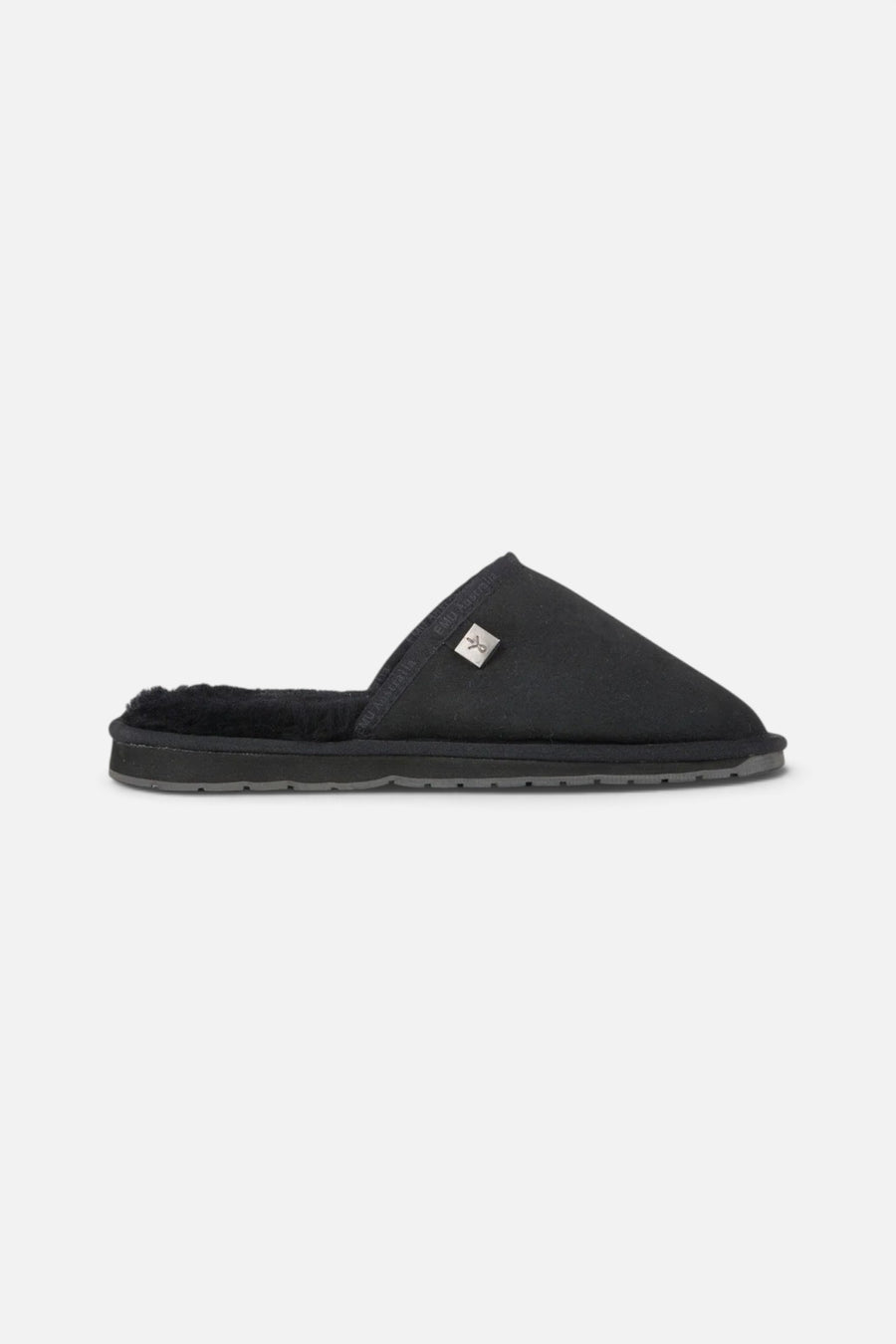 Emu Australia Platinum Yamba Slippers in Black – front view