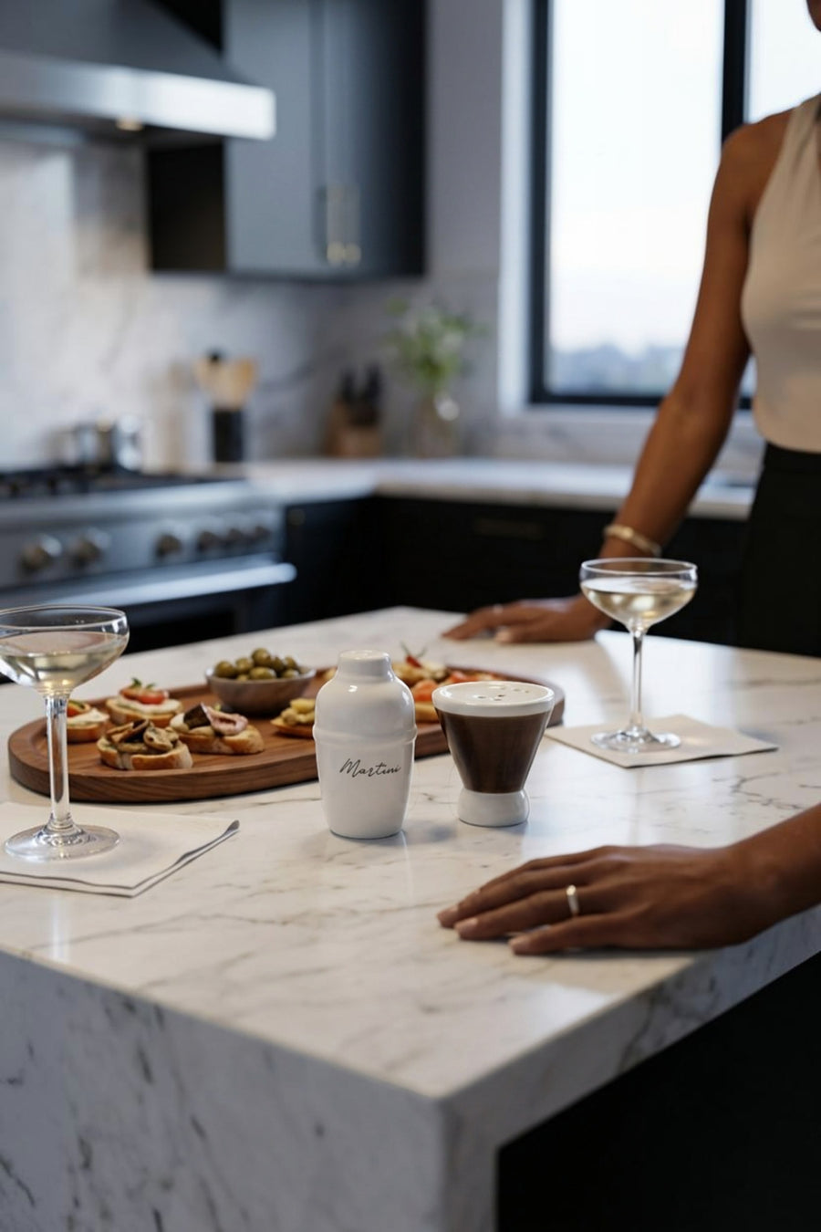 Espresso Martini Salt & Pepper Shaker – side view