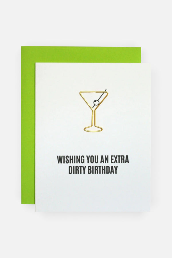 Chez Gagne Extra Dirty Martini Birthday Paper Clip Letterpress Card