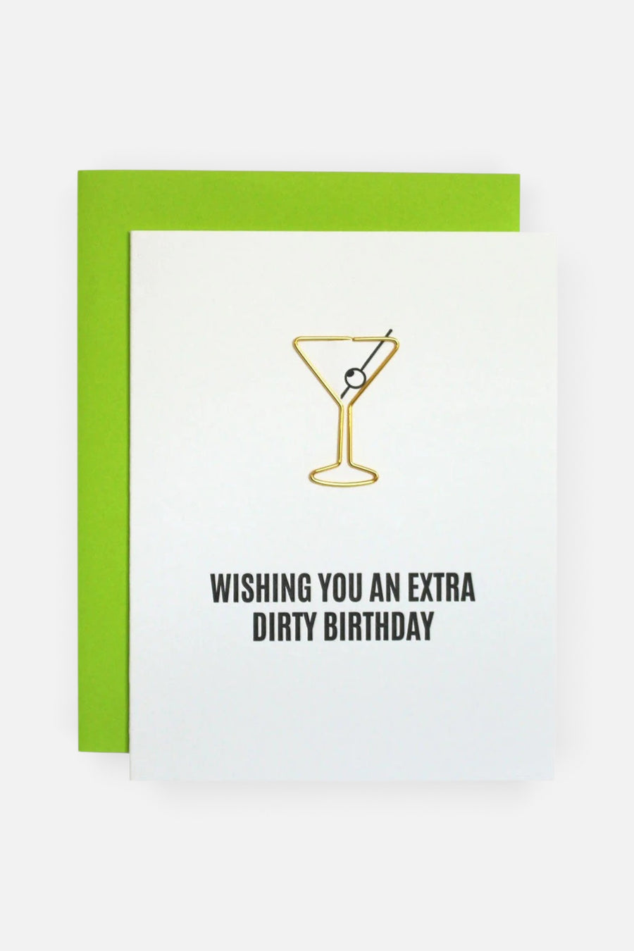 Extra Dirty Martini Birthday Paper Clip Letterpress Card – front view