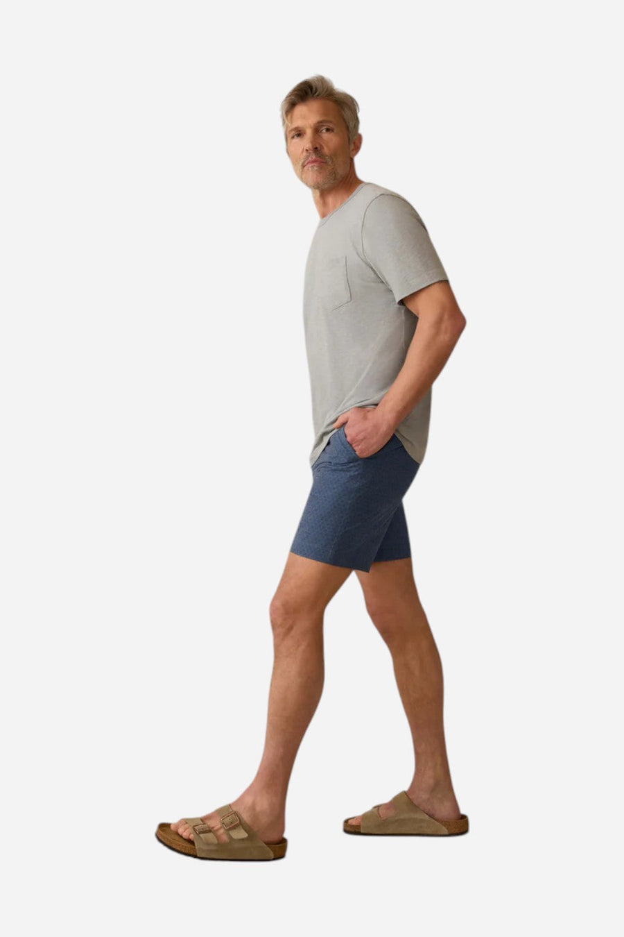 Faherty All Day Short 2.0 (7") in Midnight Fishscale – flat lay
