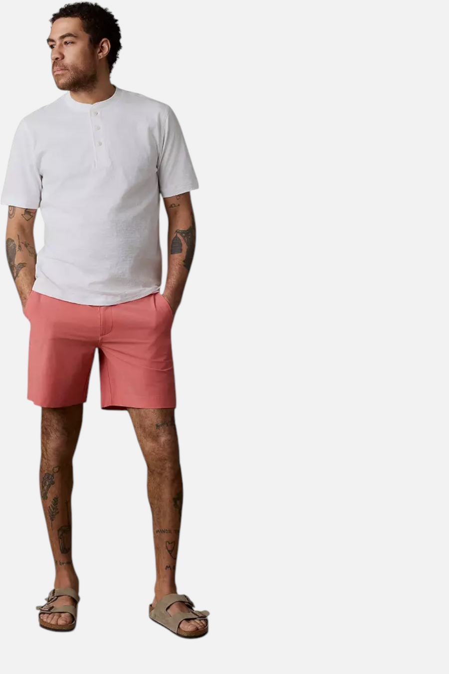 Faherty All Day Short 7" in Coral Red – back view