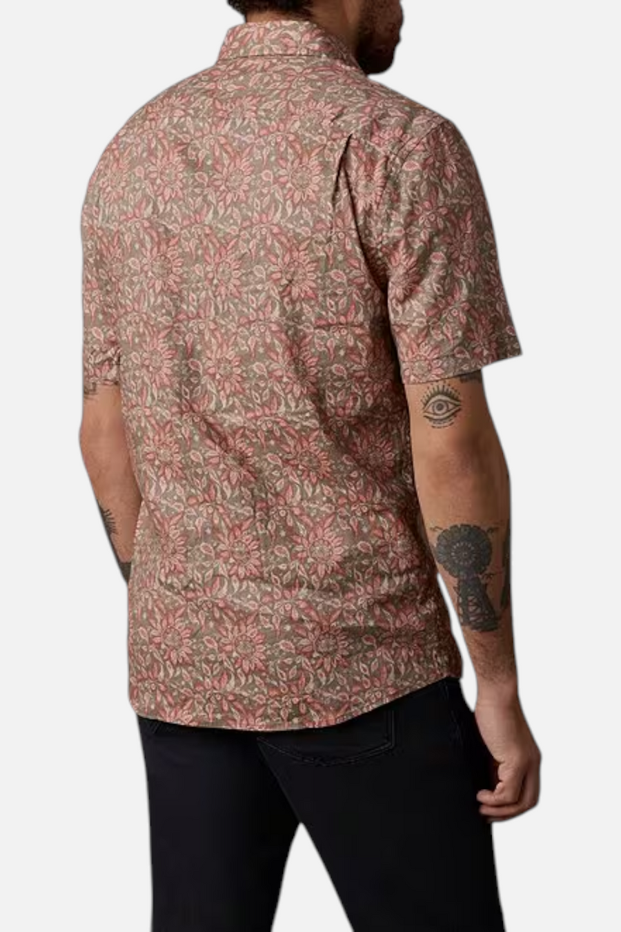 Faherty Breeze Short Sleeve Button Up Shirt in Rose Island Floral – back view