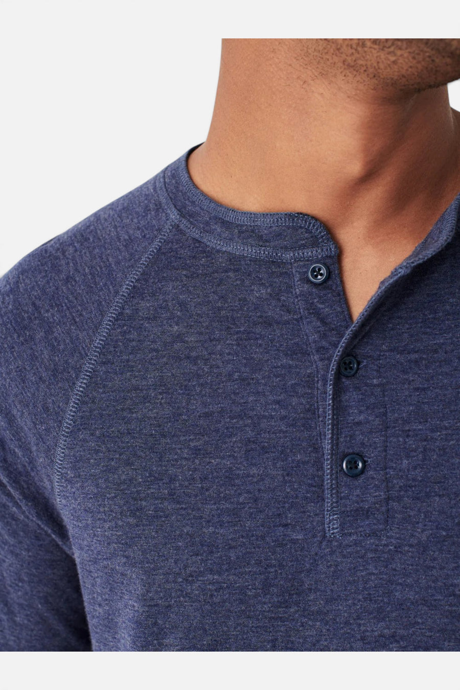 Faherty Cloud Long-Sleeve Henley, Navy Heather – back view