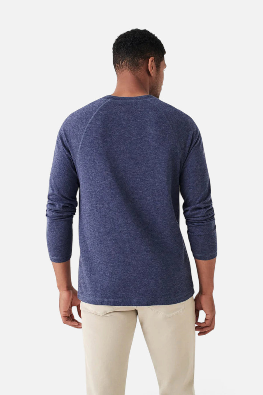 Faherty Cloud Long-Sleeve Henley, Navy Heather – detail