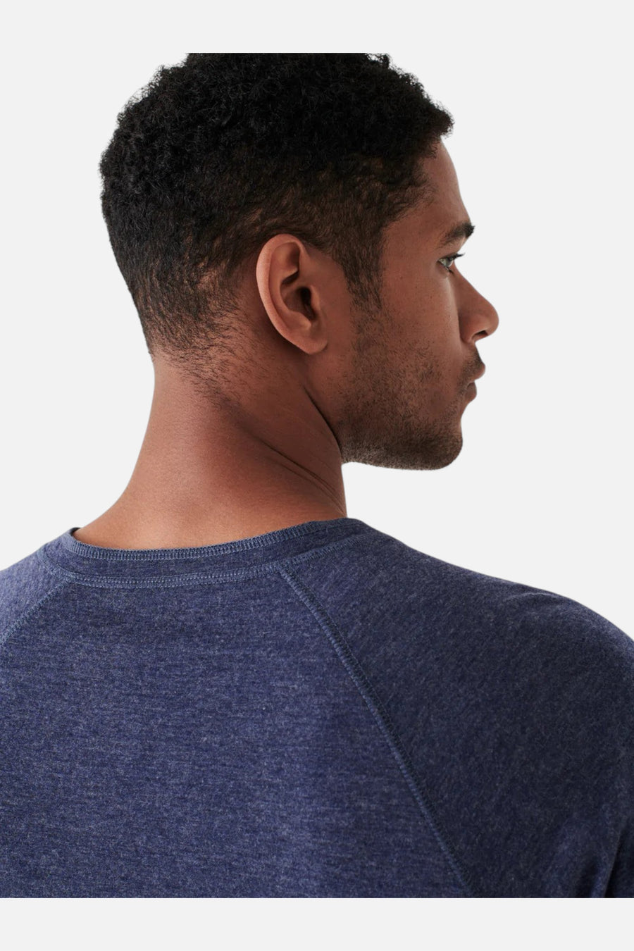 Faherty Cloud Long-Sleeve Henley, Navy Heather – side view