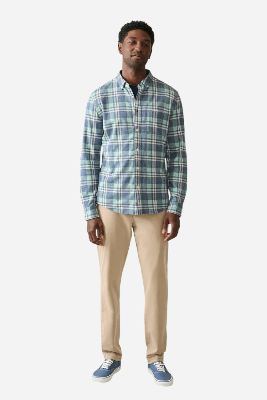 Faherty Coastline Knit Shirt Holbrook Island Plaid – flat lay