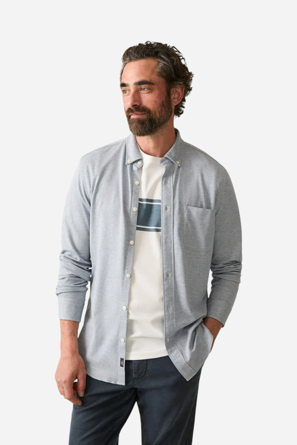 Faherty Coastline Knit Shirt Oceanside Blue