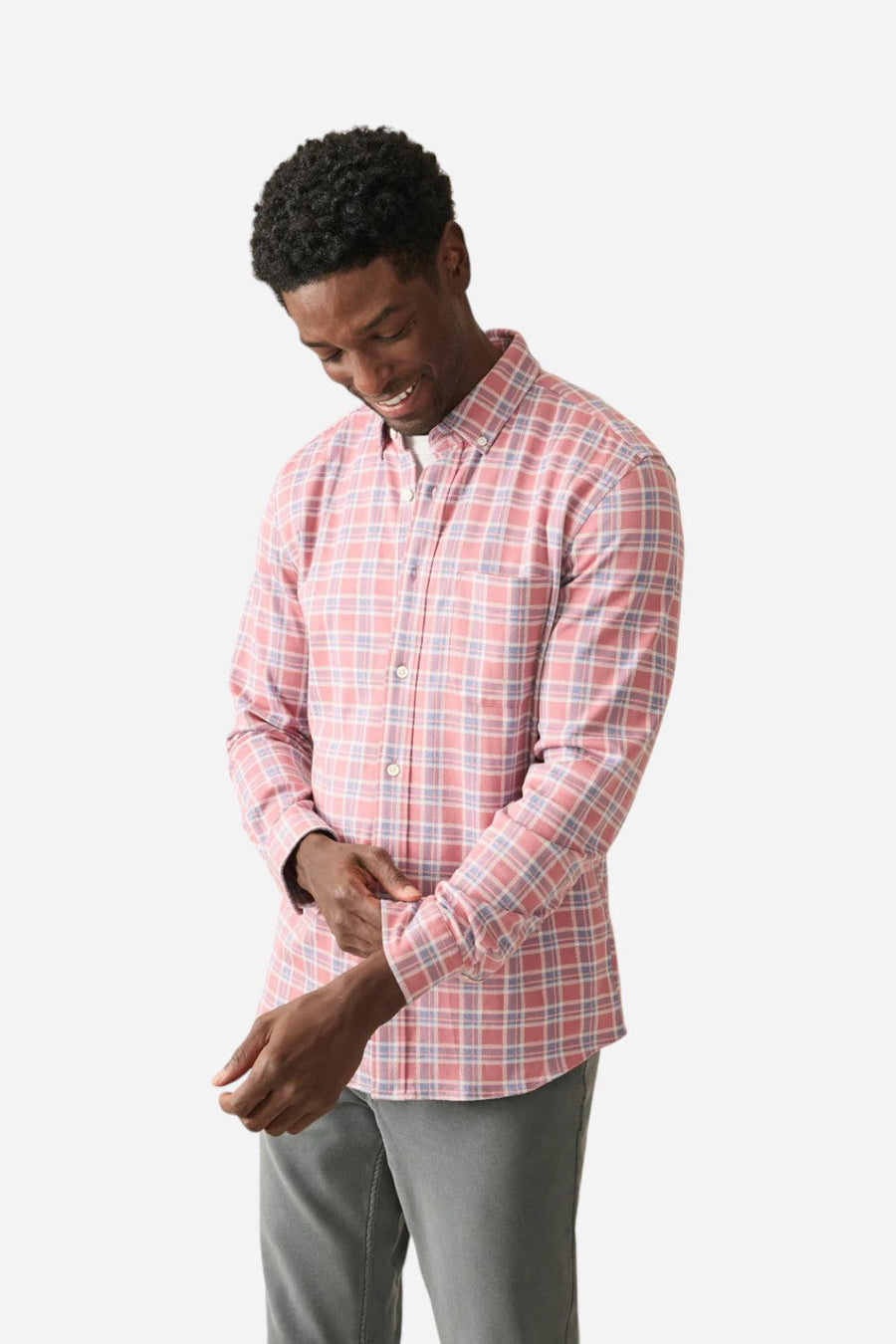 Faherty Coastline Knit Shirt River Rose Plaid – front view