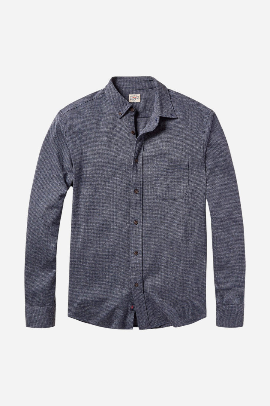 Faherty Coastline Knit Shirt in Twilight Houndstooth – alternate