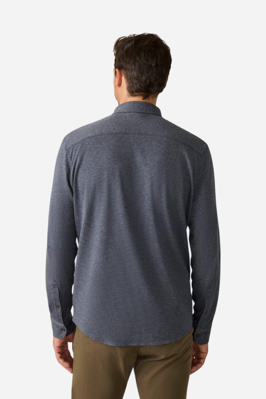 Faherty Coastline Knit Shirt in Twilight Houndstooth – detail