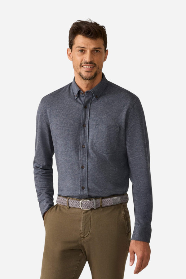 Faherty Coastline Knit Shirt in Twilight Houndstooth