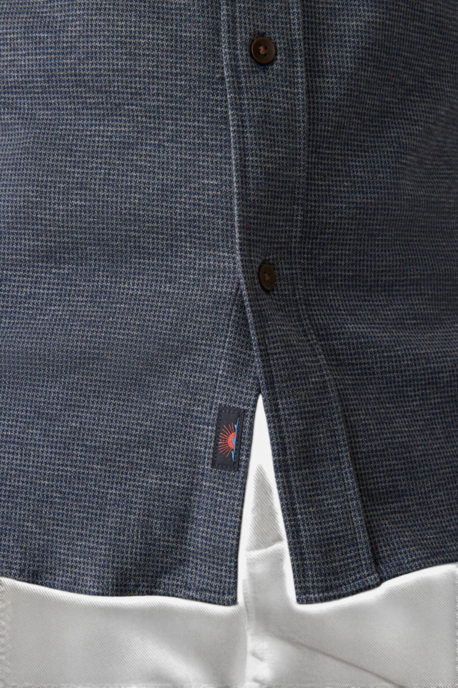 Faherty Coastline Knit Shirt in Twilight Houndstooth – side view