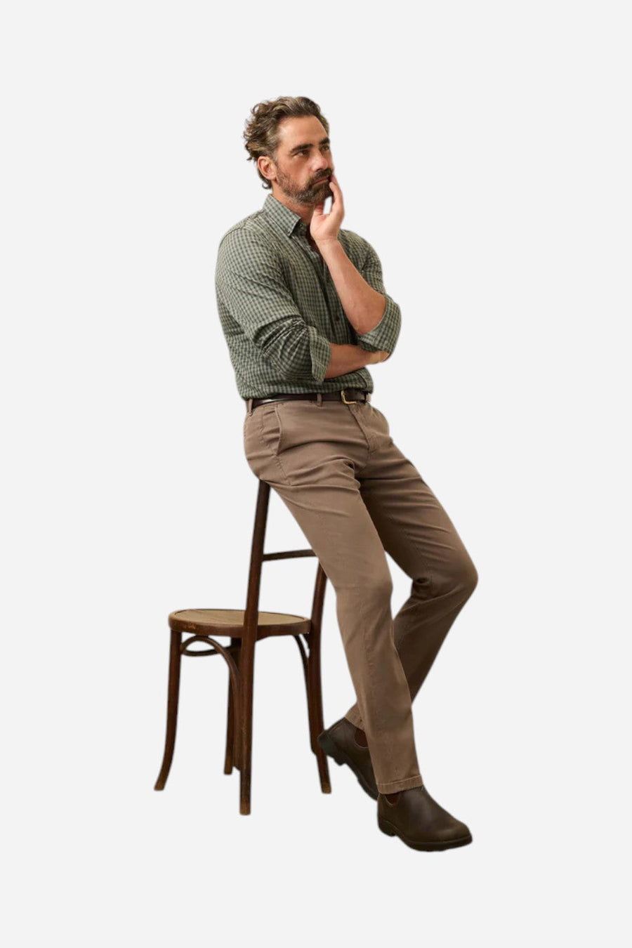 Faherty Coastline Stretch Chino in Alpine Brown – detail