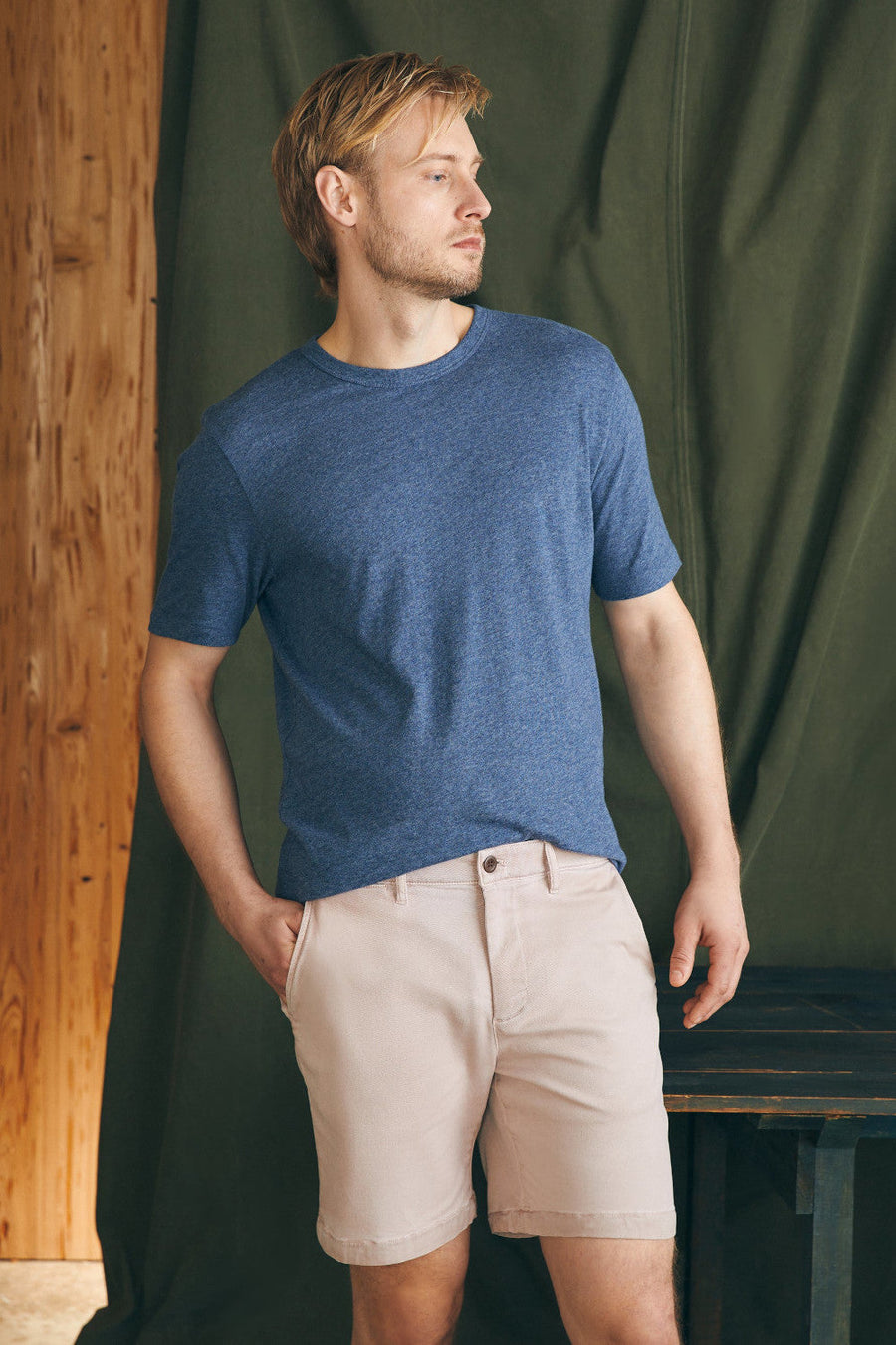 Faherty Coastline Stretch Chino Short 8" in Spring Quartz – back view