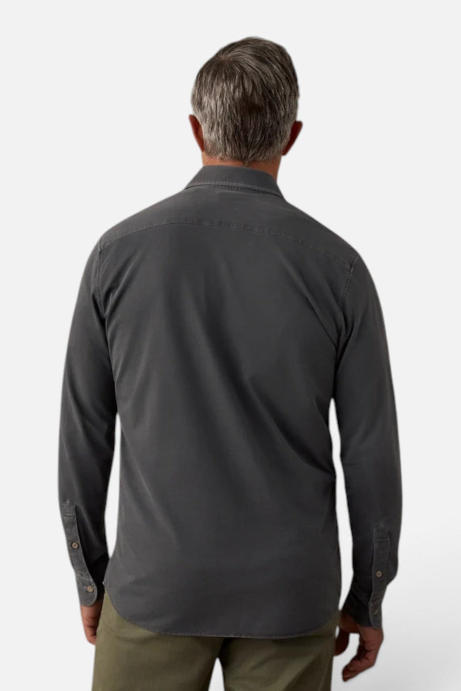 Faherty Costa Pique Button Up Shirt in Ridge Black – side view