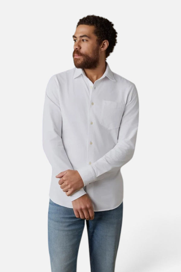 Faherty Costa Pique Shirt in Pure White