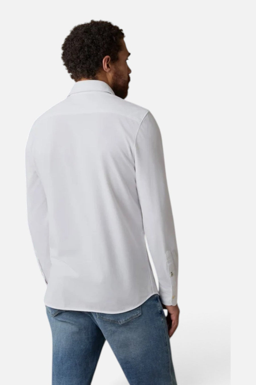 Faherty Costa Pique Shirt in Pure White – on model