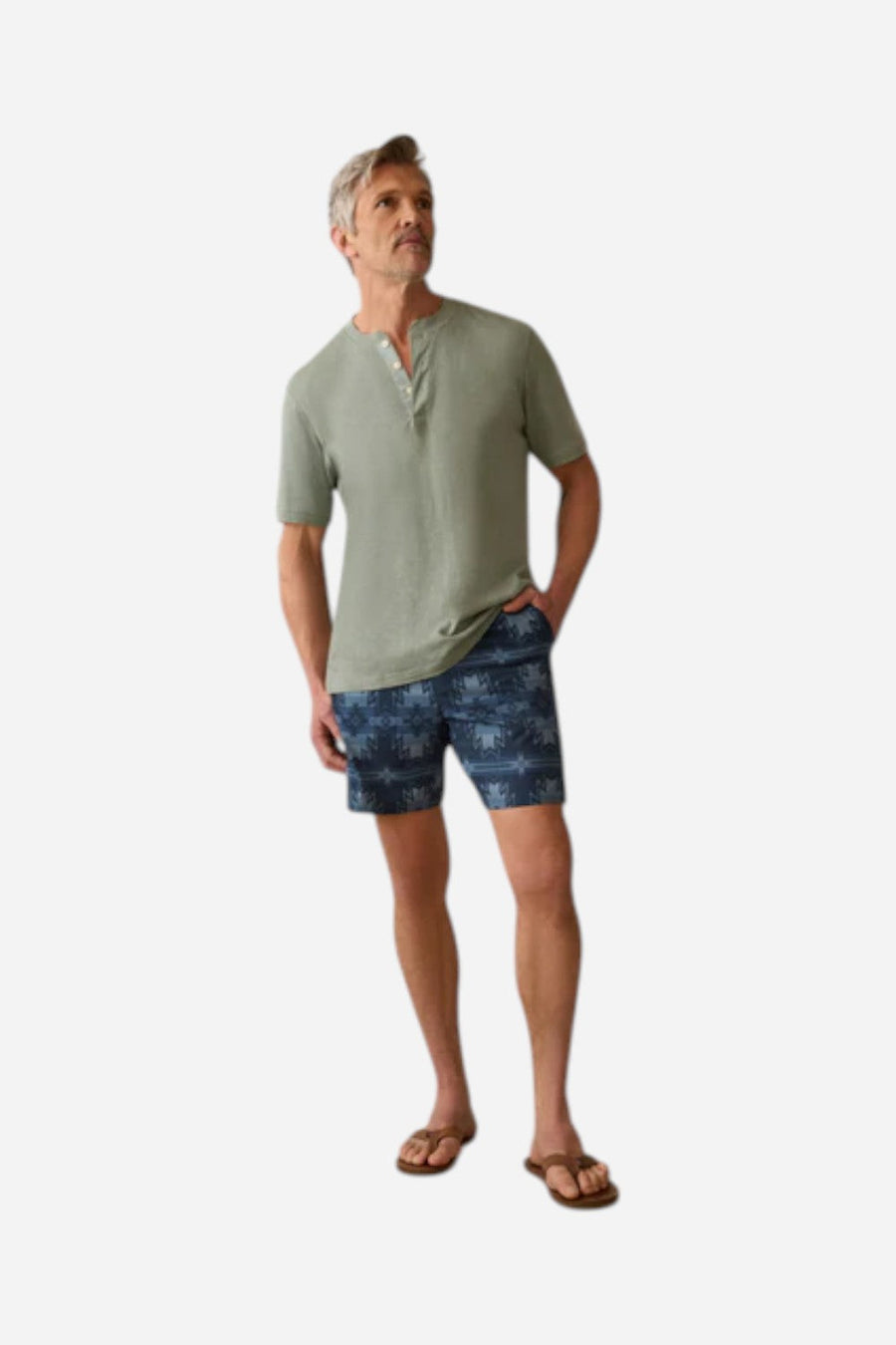 Faherty Doug Good Feather Shorelite Trunk (7") in Night Navy Stars – flat lay